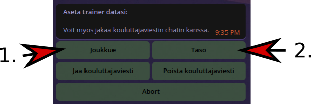 Kuva kouluttajatietojen nappuloista